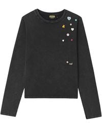 Mini Cream - Button-Embellished T-Shirt - Lyst