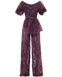 Saiid Kobeisy - Sequin-Embellished Belted Jumpsuit - Lyst
