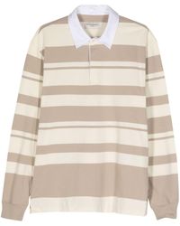 Officine Generale - Cotton Striped Polo Shirt - Lyst
