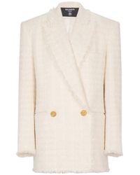Balmain - Fringed Two-Button Tweed Jacket - Lyst