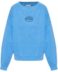 Ganni - Logo-Print Sweatshirt - Lyst