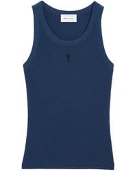 Ami Paris - Top Sin Mangas De Canalé Con Logo Bordado - Lyst
