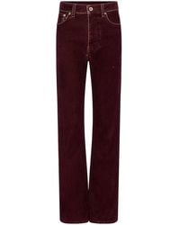 Rabanne - High-Waist Straight-Leg Velvet Trousers - Lyst