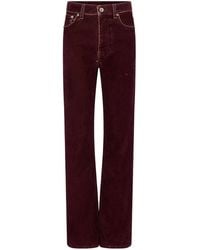Rabanne - High-Waist Straight-Leg Velvet Trousers - Lyst