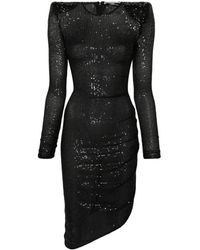 Elisabetta Franchi - Long Sleeves Dress With Paillettes - Lyst