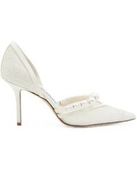 Jimmy Choo - Aurelie 85 Pearl-Embellished Heeled Pumps - Lyst