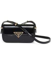 Prada - Logo-Plaque Leather Shoulder Bag - Lyst