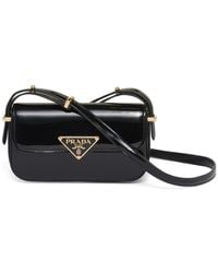 Prada - Logo-Plaque Leather Shoulder Bag - Lyst