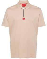 HUGO - Logo-patch Zip-front Polo Shirt - Lyst