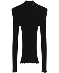 Prada - Jersey De Canalé Con Ribete De Volantes - Lyst