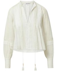 Veronica Beard - Sawyer Lace-Trim Self-Tie Ramie Blouse - Lyst