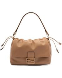 Fendi - Large Mamma Baguette Logo-Plaque Gathered Shoulder Bag - Lyst