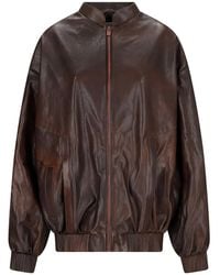 Magda Butrym - Leather Zip-Front Bomber Jacket - Lyst