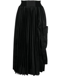 Sacai - High-waisted Pleated Midi Skirt - Lyst