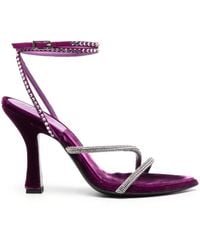 3Juin - Crystal-Strap Velvet Sandals - Lyst