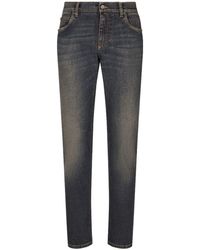 Dolce & Gabbana - Slim-Fit-Jeans mit Logo-Schild - Lyst