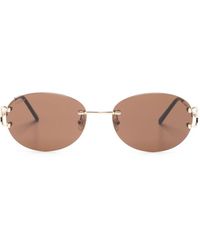 Cartier - Logo-plaque Oval-frame Sunglasses - Lyst