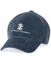 Brunello Cucinelli - Comfort Cotton And Cashmere Corduroy Baseball Cap With Embroidered Logo - Lyst