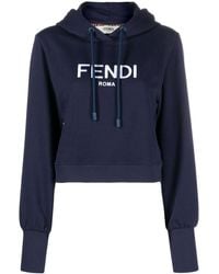 Fendi - Logo-print Drawstring Hoodie - Lyst