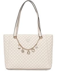 Guess - Quilted Charm-Detailing Tote Bag - Lyst