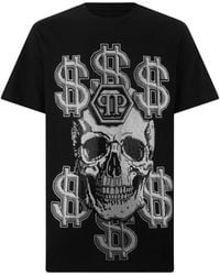 Philipp Plein - Round Neck T-Shirt Dollar Skull Stones - Lyst