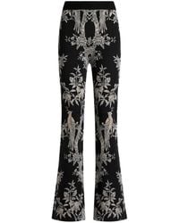 Etro - Fit-And-Flare Wool-Blend Jacquard Trousers With Placed Nature Motif - Lyst