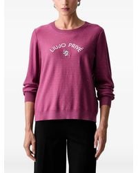 Liu Jo - Sequin-Embellished Logo-Embroidered Sweater - Lyst