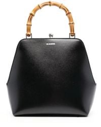 Jil Sander - 'goji Bamboo Mini' Handbag With Embossed Logo In Leather Woman - Lyst
