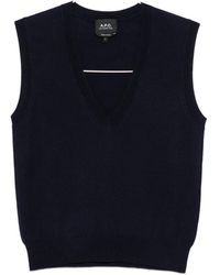 A.P.C. - V-Neck Knitted Vest - Lyst