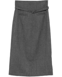 Ami Paris - Belted Buckled Midi Skirt - Lyst