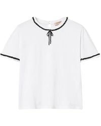 Twinset - T-Shirt With Trimming And Bow - Lyst