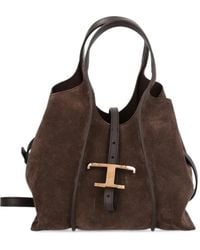 Tod's - Mittelgroßer T Timeless Shopper Aus Veloursleder - Lyst