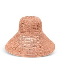 Chloé - Logo-Embroidered Raffia Hat - Lyst