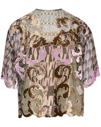 Biyan - Lace-Panelled Silk Blouse - Lyst