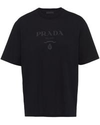 Prada - T-Shirt mit vorstehendem Logo - Lyst