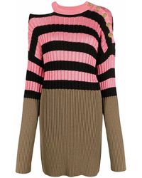 Balmain - Striped Colour-Block Ribbed-Knit Dress - Lyst