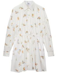 MSGM - Floral-Print Drawstring Mini Dress - Lyst