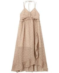 B+ AB - Floral-Jacquard Ruffled Midi Dress - Lyst