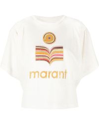 Isabel Marant - Logo-print Linen T-shirt - Lyst