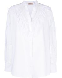 Twin Set - Lace-panelled Cotton Shirt - Lyst
