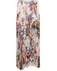 Roberto Cavalli - Pleated Floral-Print Maxi Skirt - Lyst
