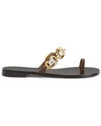 Giuseppe Zanotti - Insomnya Golden Chain Crystal Flat Sandals - Lyst