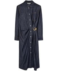 Ports 1961 - Draped Denim Midi Dress - Lyst
