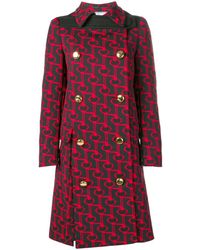 Prada Abrigo estampado con doble botonadura - Negro