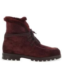 Santoni - Shearling-Lined Suede Ankle Boots - Lyst