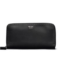 Prada - Antiqued-Leather Wallet - Lyst