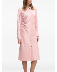 DKNY - Satin-Panelled Button-Front Midi Dress - Lyst