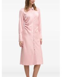 DKNY - Satin-Panelled Button-Front Midi Dress - Lyst