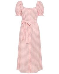 Sleeper - Brigitte Gingham-Check Linen Maxi Dress - Lyst