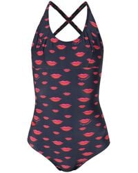 Amir Slama - Lip-Print Cut-Out Swimsuit - Lyst
